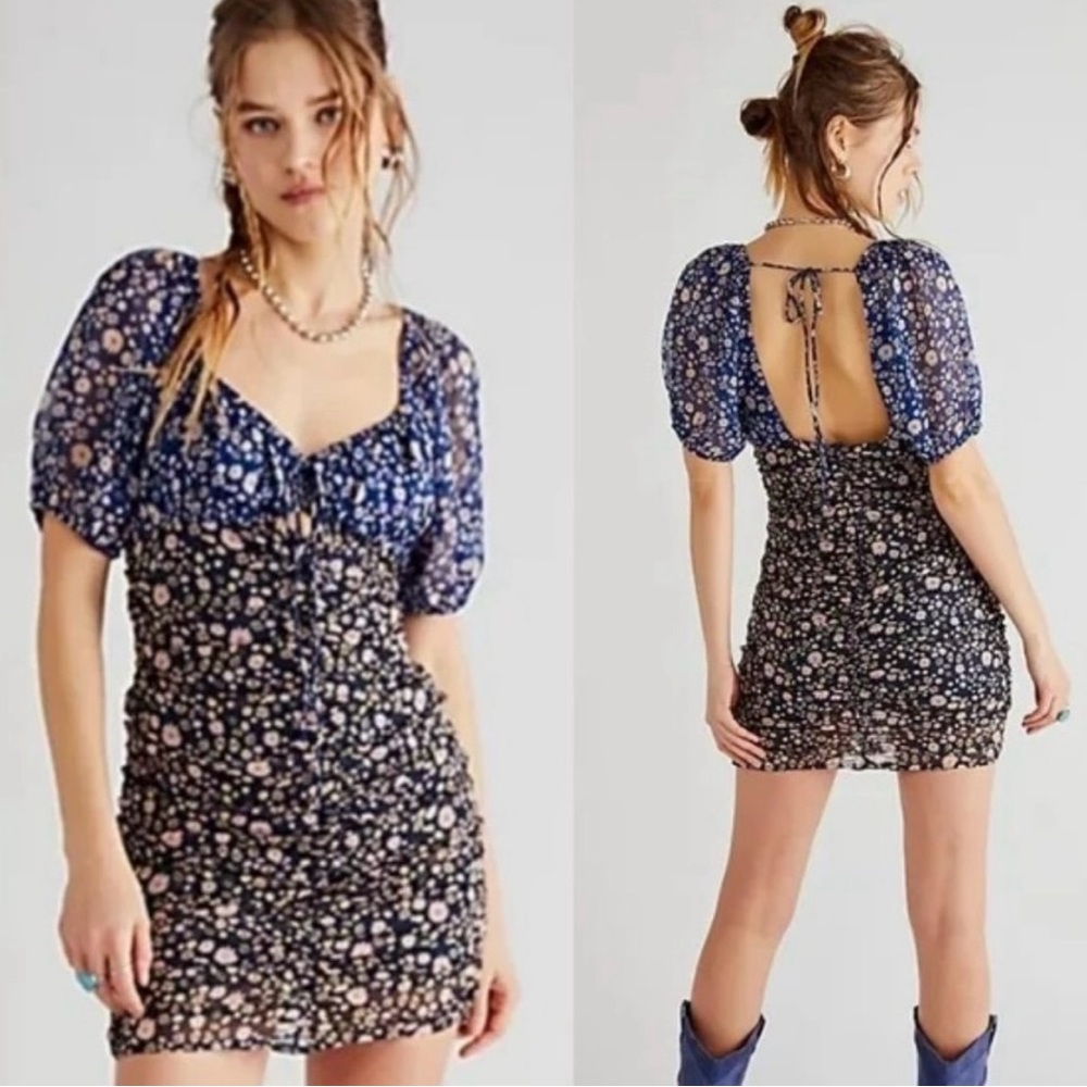 NWT Free People Tessa Floral Ruched Dress